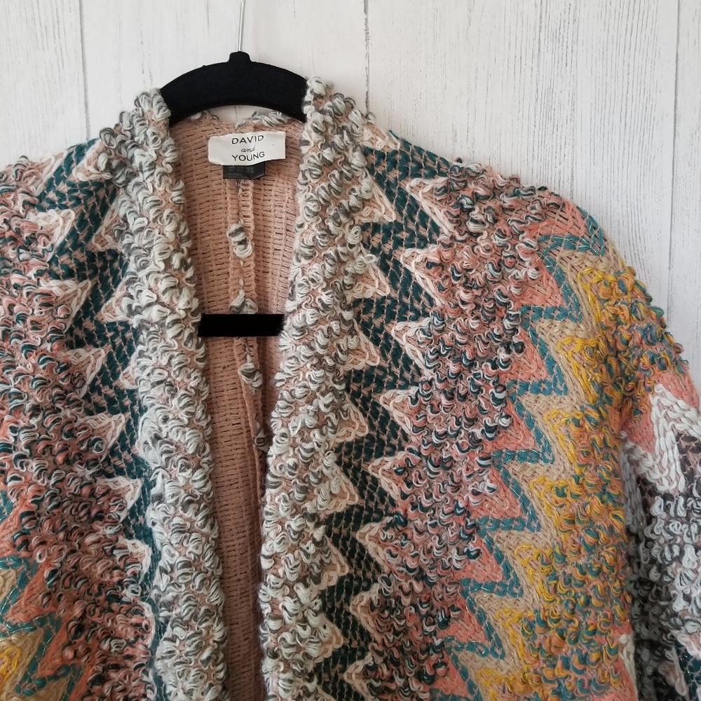 David & Young Multi Knit Pink Poncho Wrap One Size - Picture 2 of 7